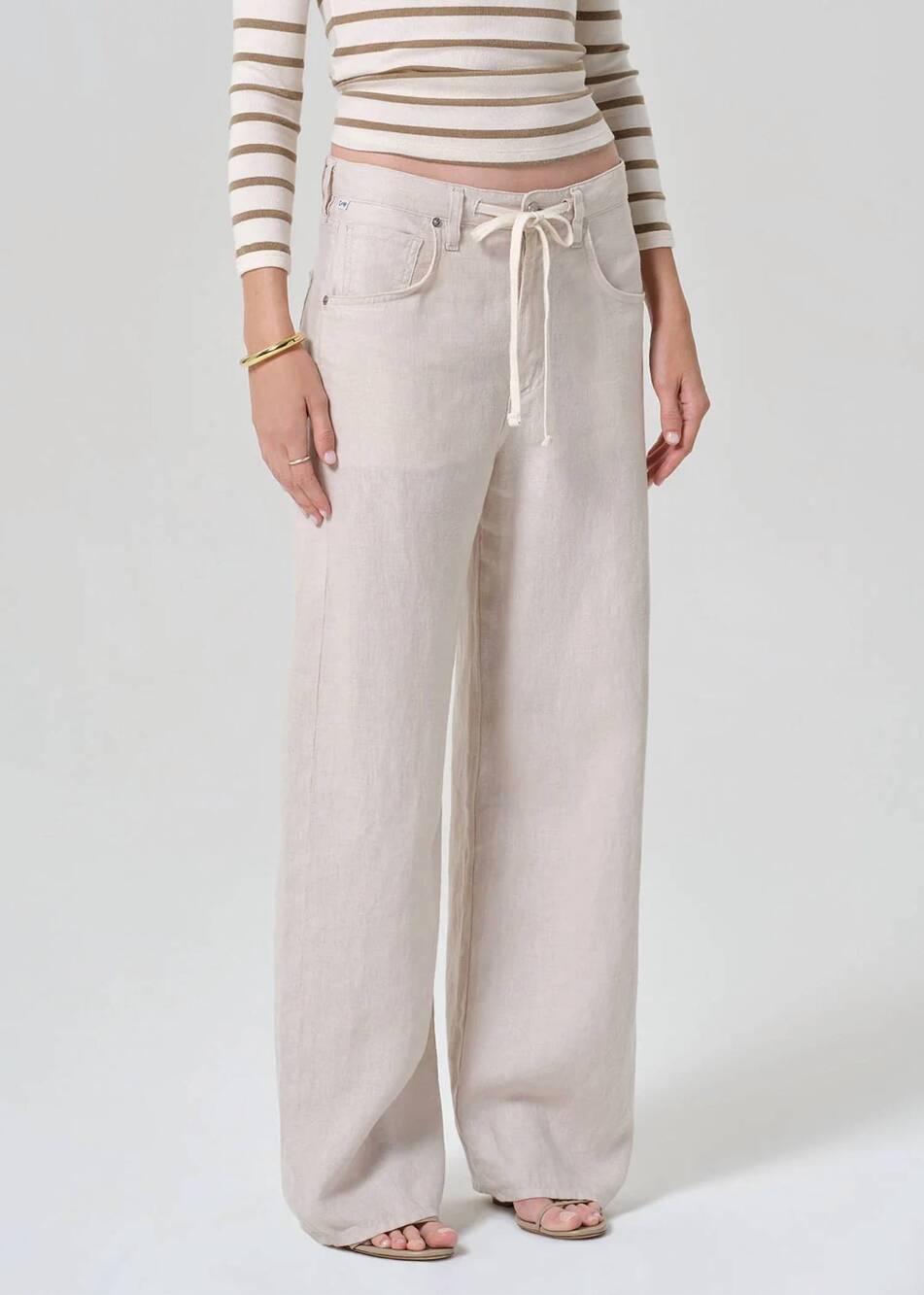 NEW CITIZENS OF HUMANITY brynn drawstring linen trousers in pale stone